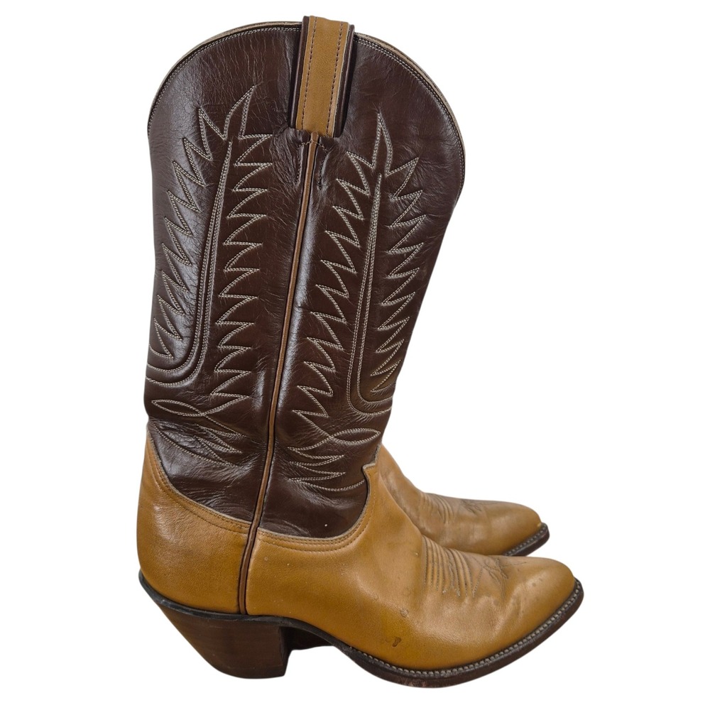 Tony Lama 6225 Vintage Two Tone Brown Leather Western Cowboy Boots Womens 8 D